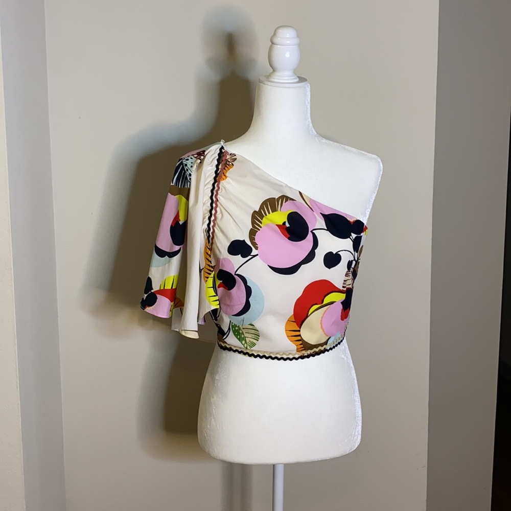 NWT ZARA PRINTED ASYMMETRICAL TOP - Picture 7 of 8